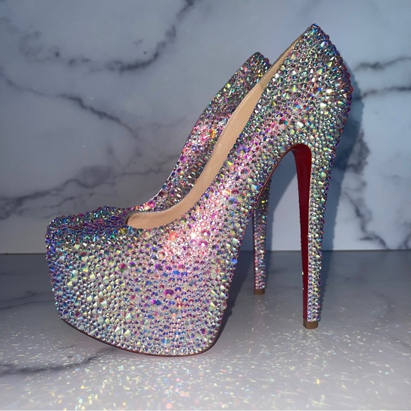 Christian Louboutin AB Crystal Bling Strass Daffodile Size EU 38.5 / US 8.5 - Picture 9 of 14